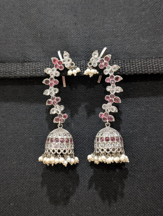 Oxidized silver Cuff jhumka earrings
