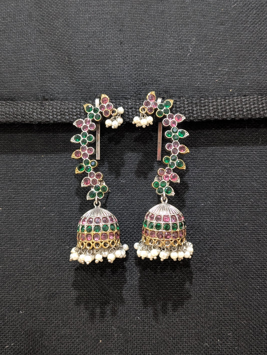 Oxidized Dual tone Cuff jhumka earrings