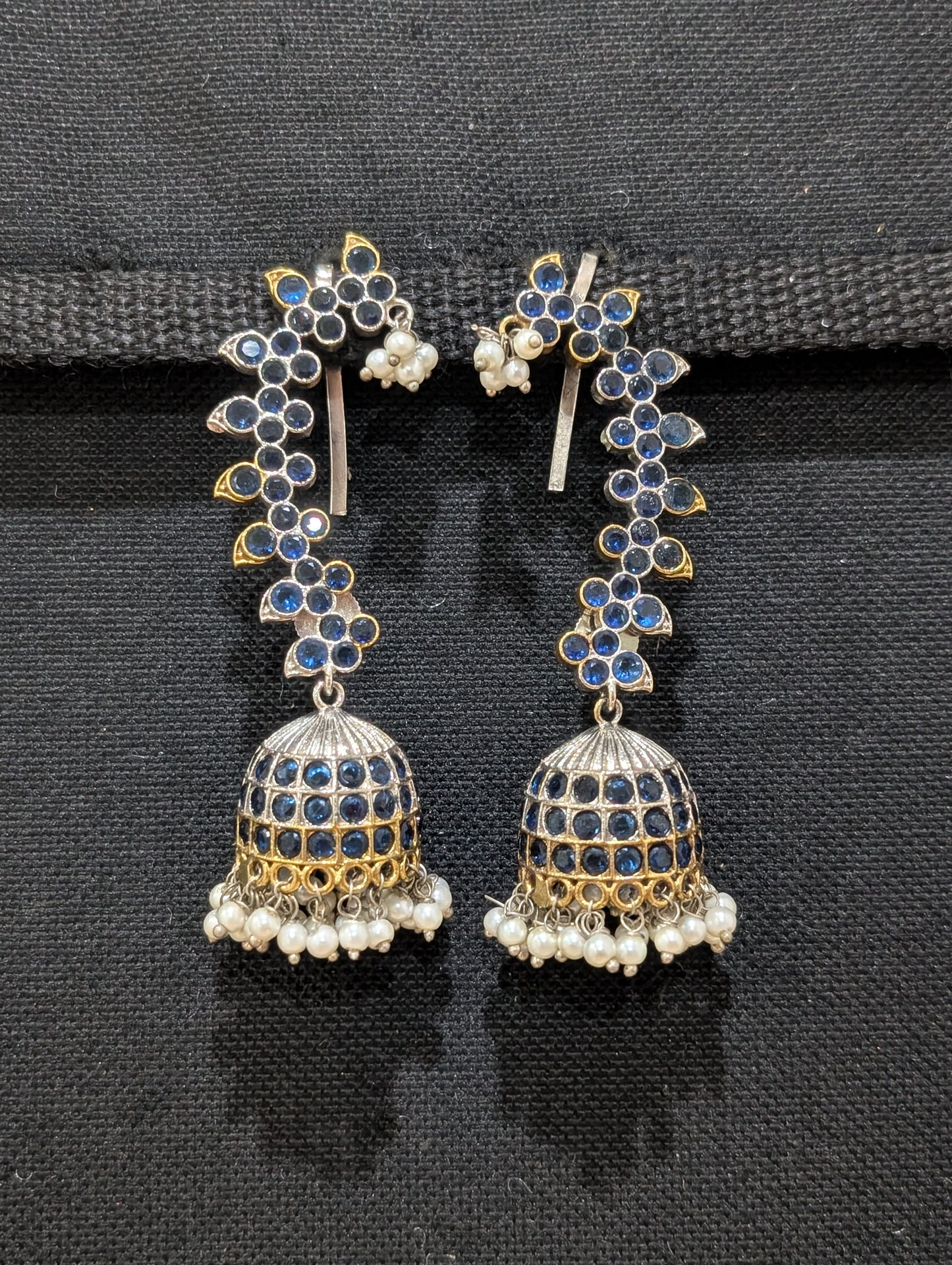 Oxidized Dual tone Cuff jhumka earrings