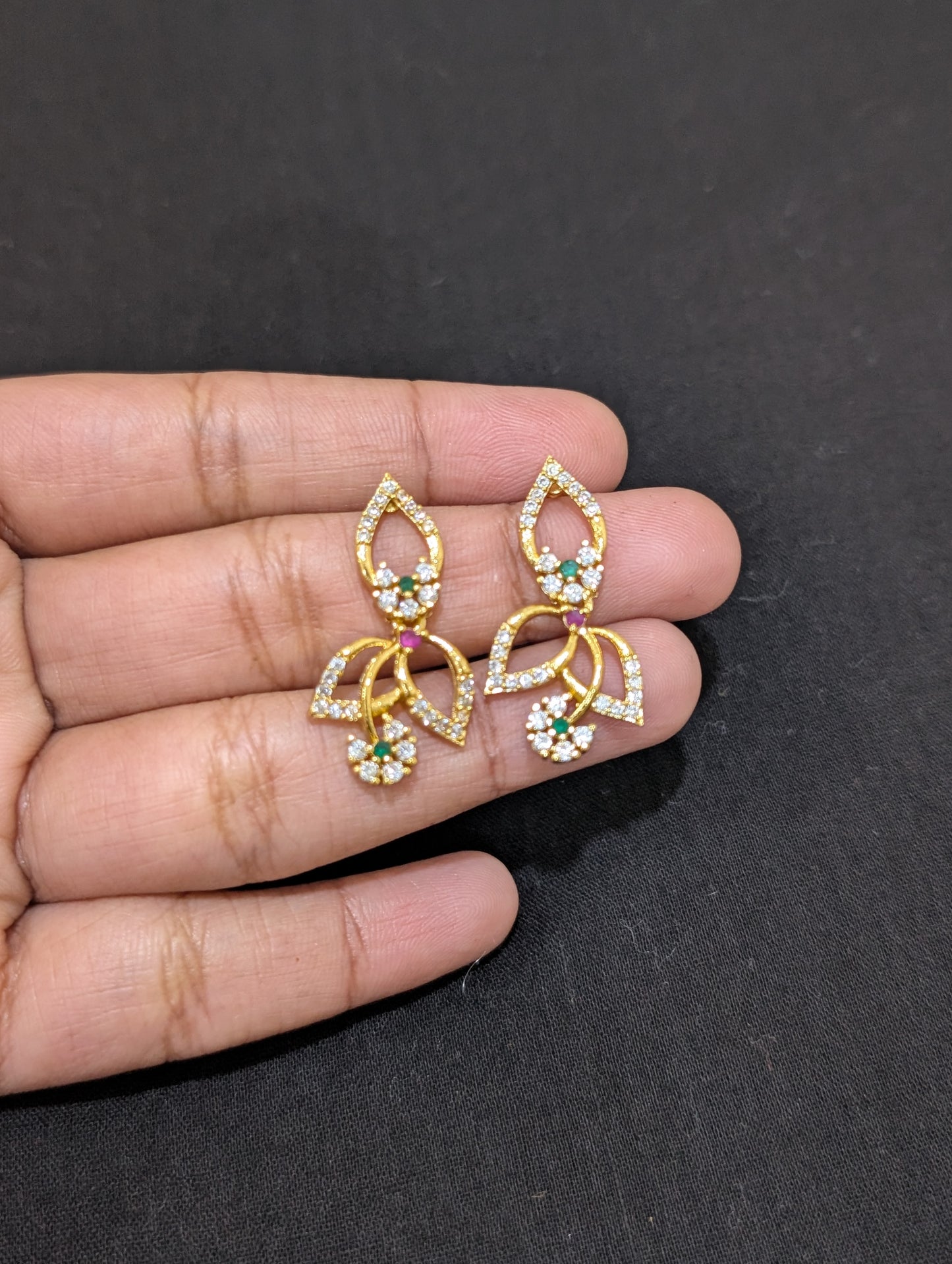 Antique Unique Leafy CZ Choker Necklace set