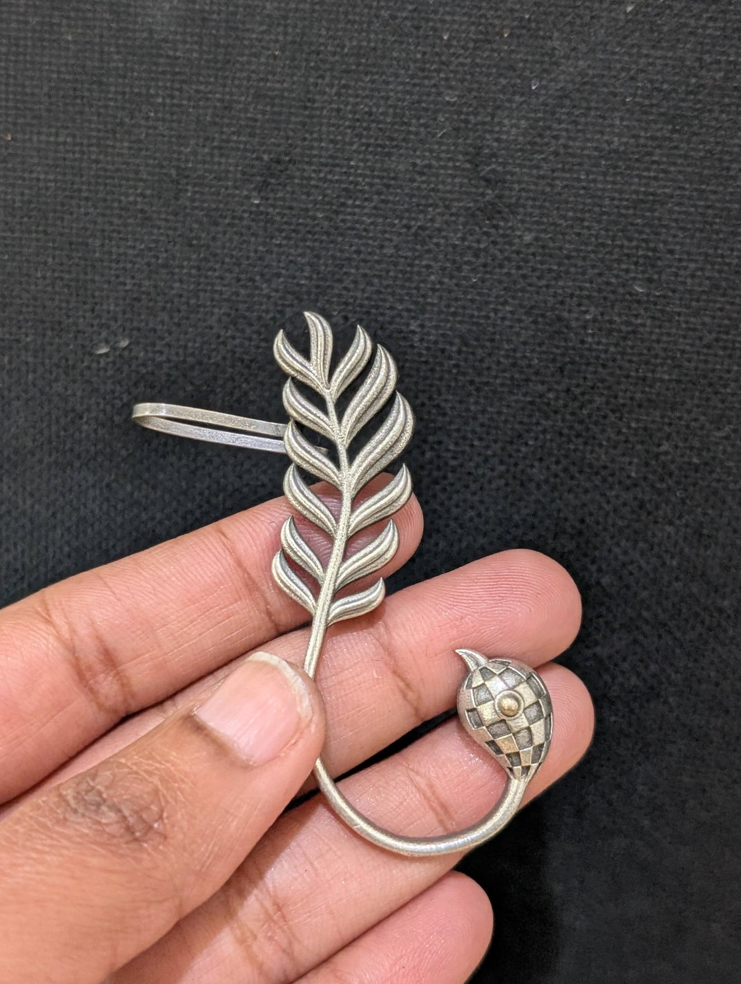 Oxidized silver Peacock Cuff earrings
