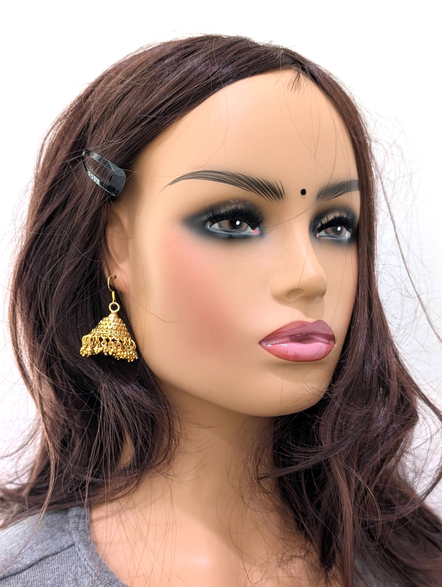 Gold plated hook drop Jhumka Earrings