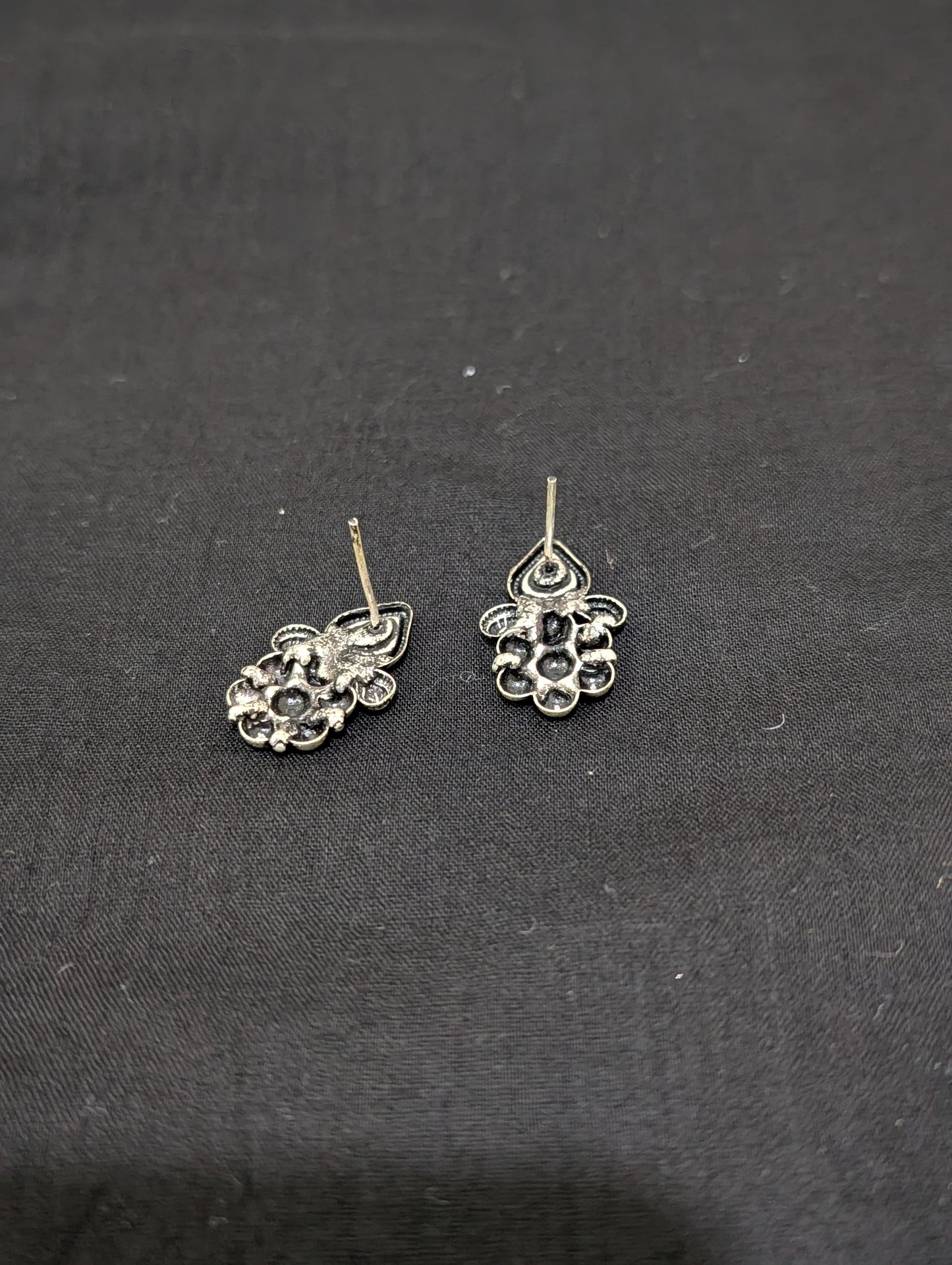 Oxidized silver Pink Resin stone Stud earrings