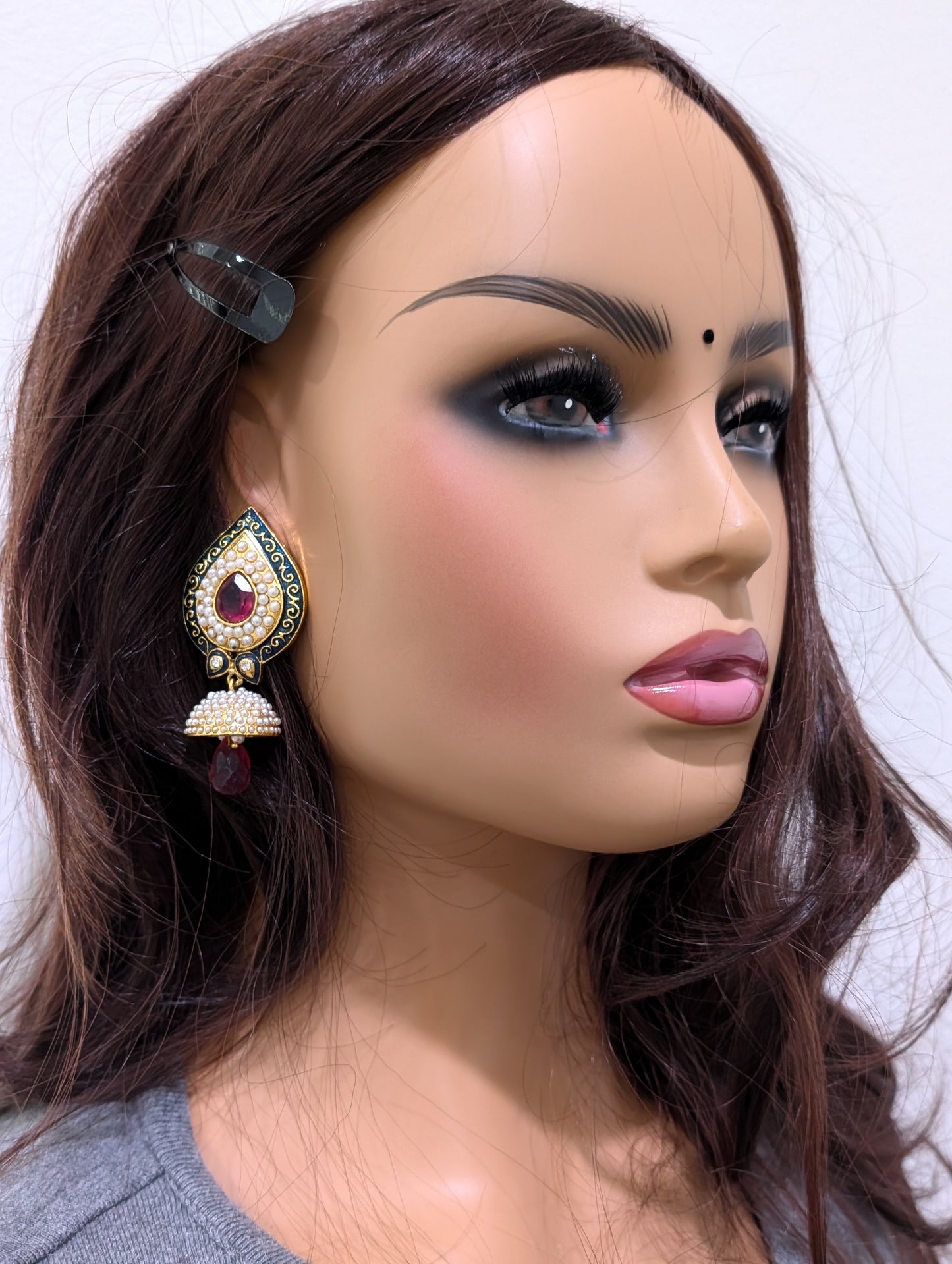 Teardrop Stud Small Pearl Jhumka Earrings