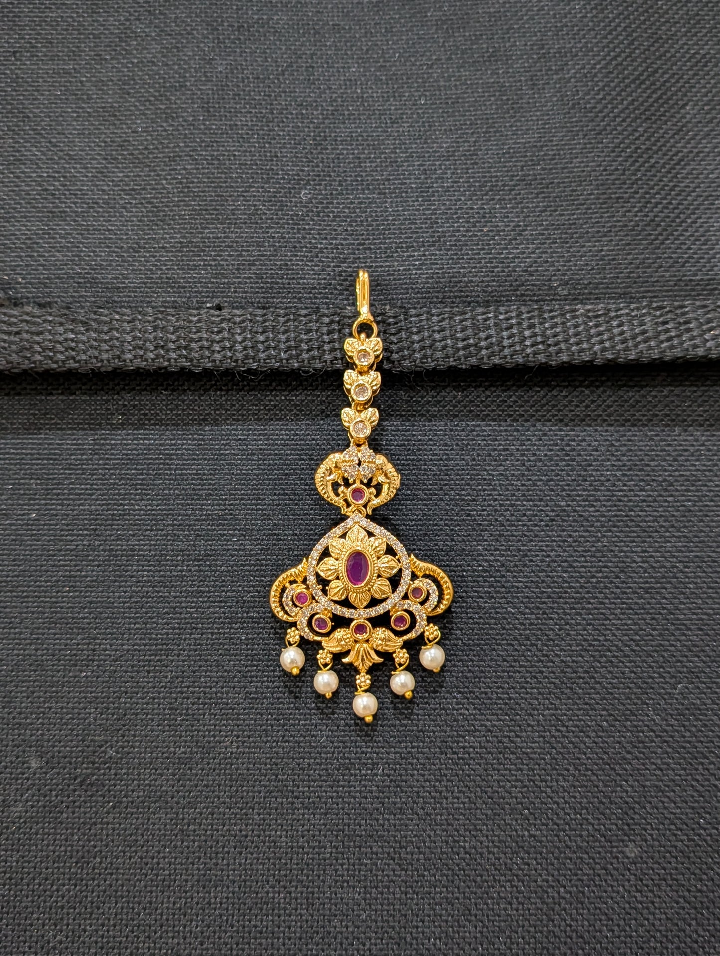 Micro gold plated CZ Flower Maang Tikka