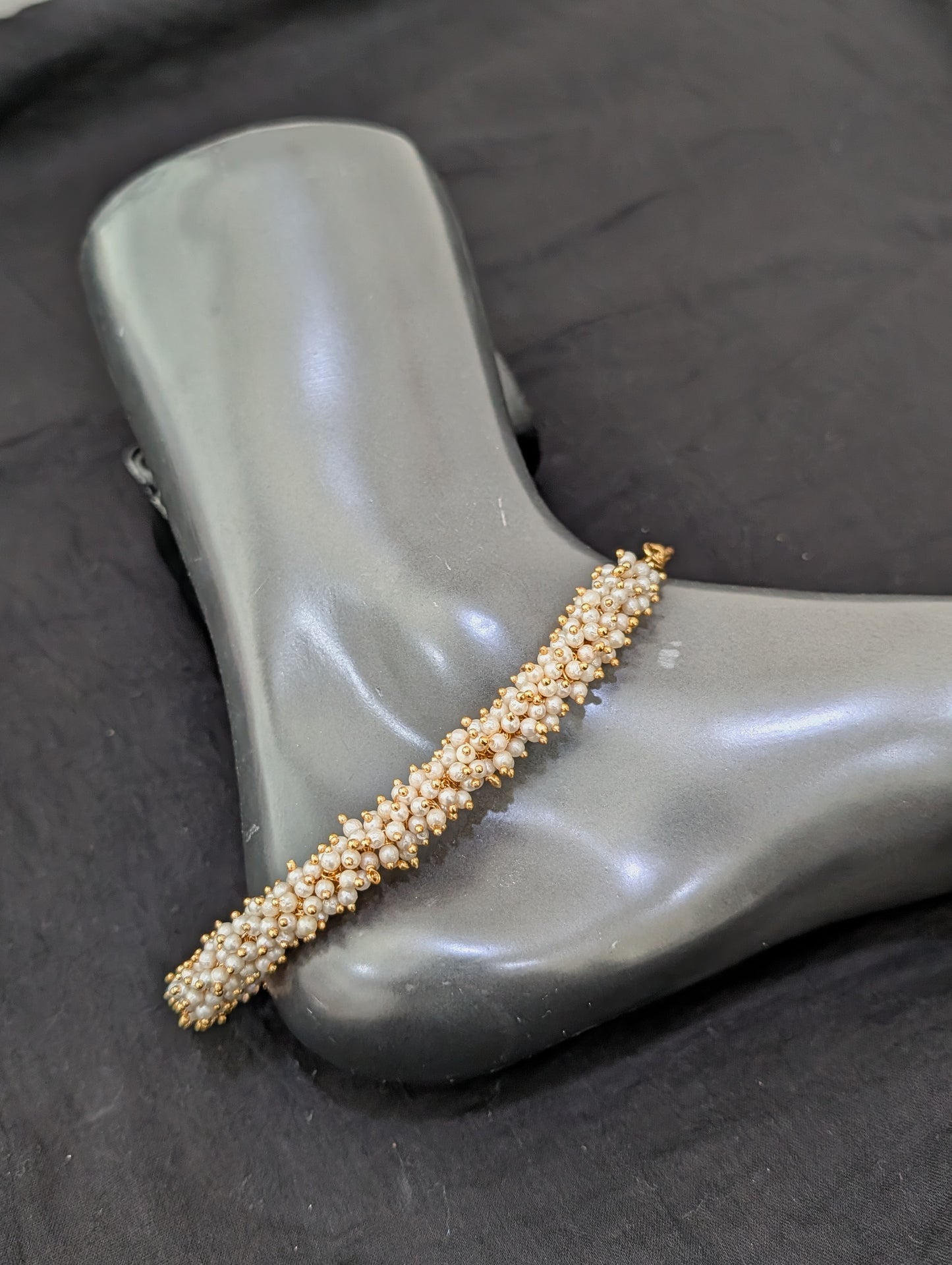 Gold plated pearl cluster Anklets