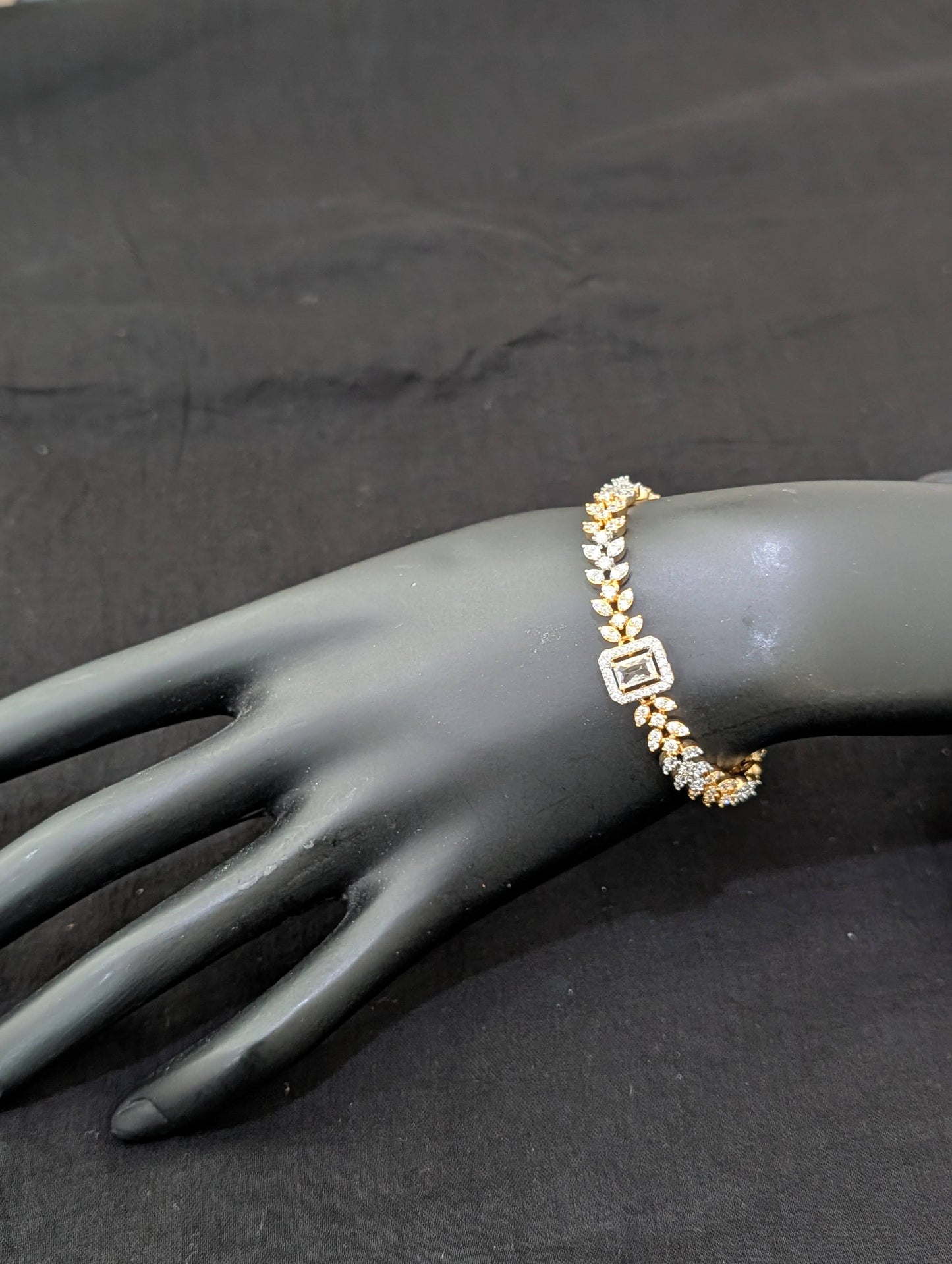 CZ stone One gram Gold plated adjustable Bracelet - D2