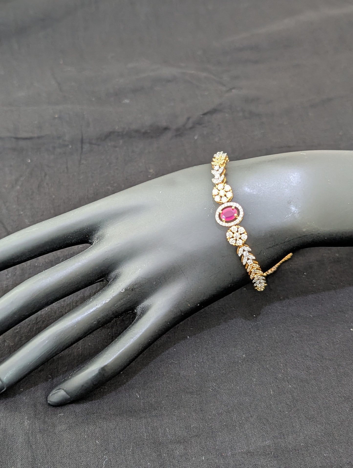 CZ stone One gram Gold plated adjustable Bracelet - D3