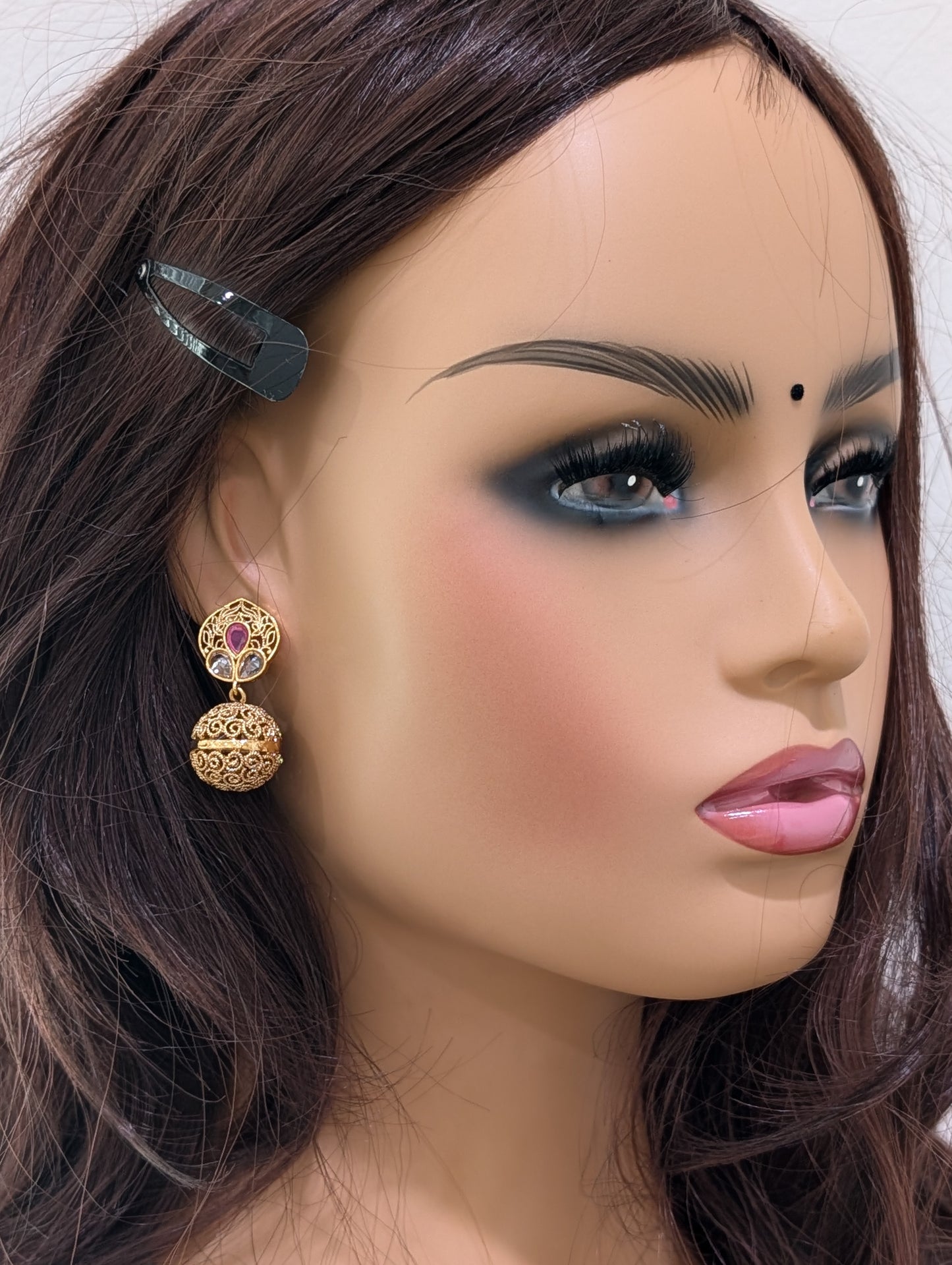 Teardrop Ball Polki Earrings