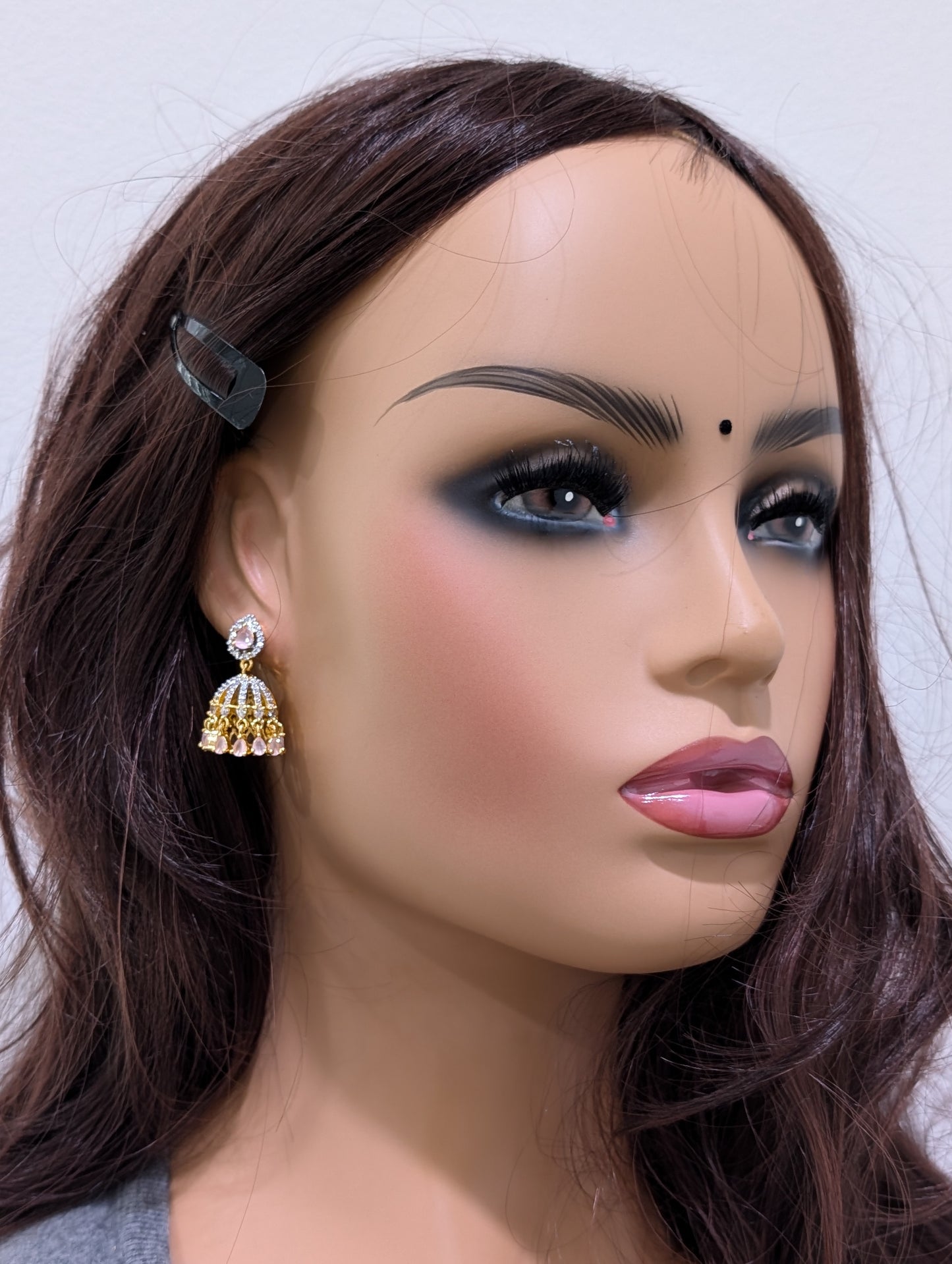 Mango Stud Shiny CZ Jhumka Earrings