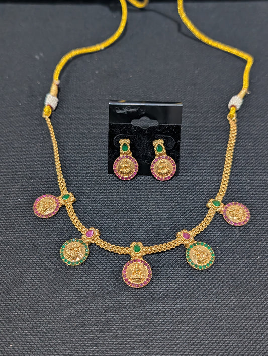 Goddess Lakshmi CZ Choker Necklace set