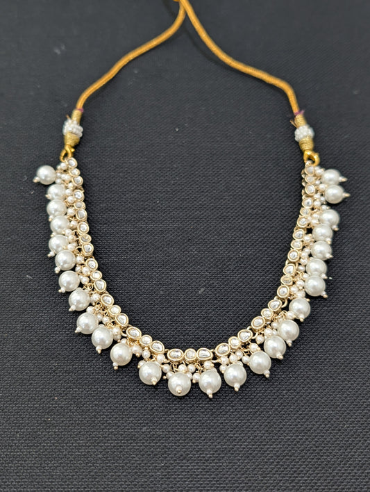 Glass kundan Pearl Choker Necklace
