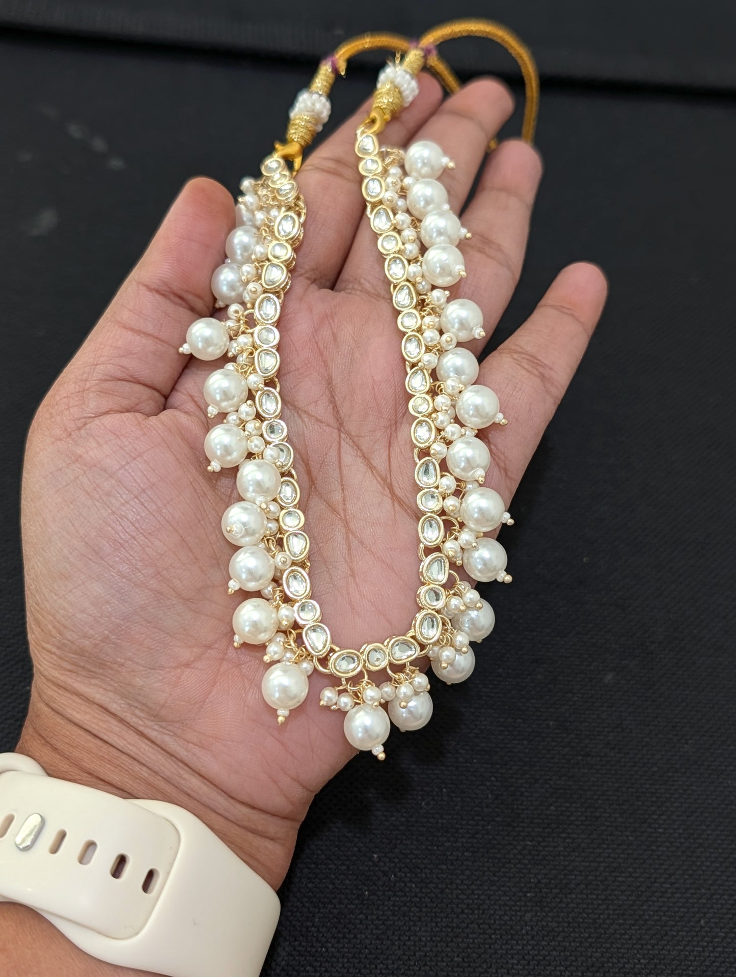 Glass kundan Pearl Choker Necklace