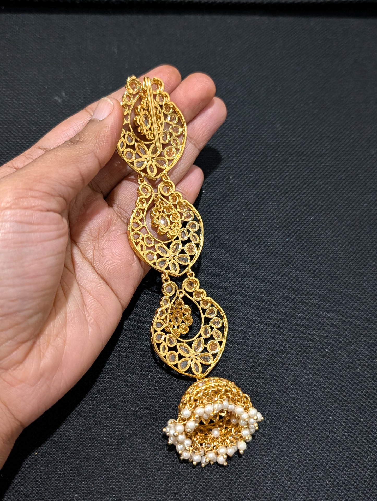 Jhumka dangle Polki stone Hair Accessory for plaits