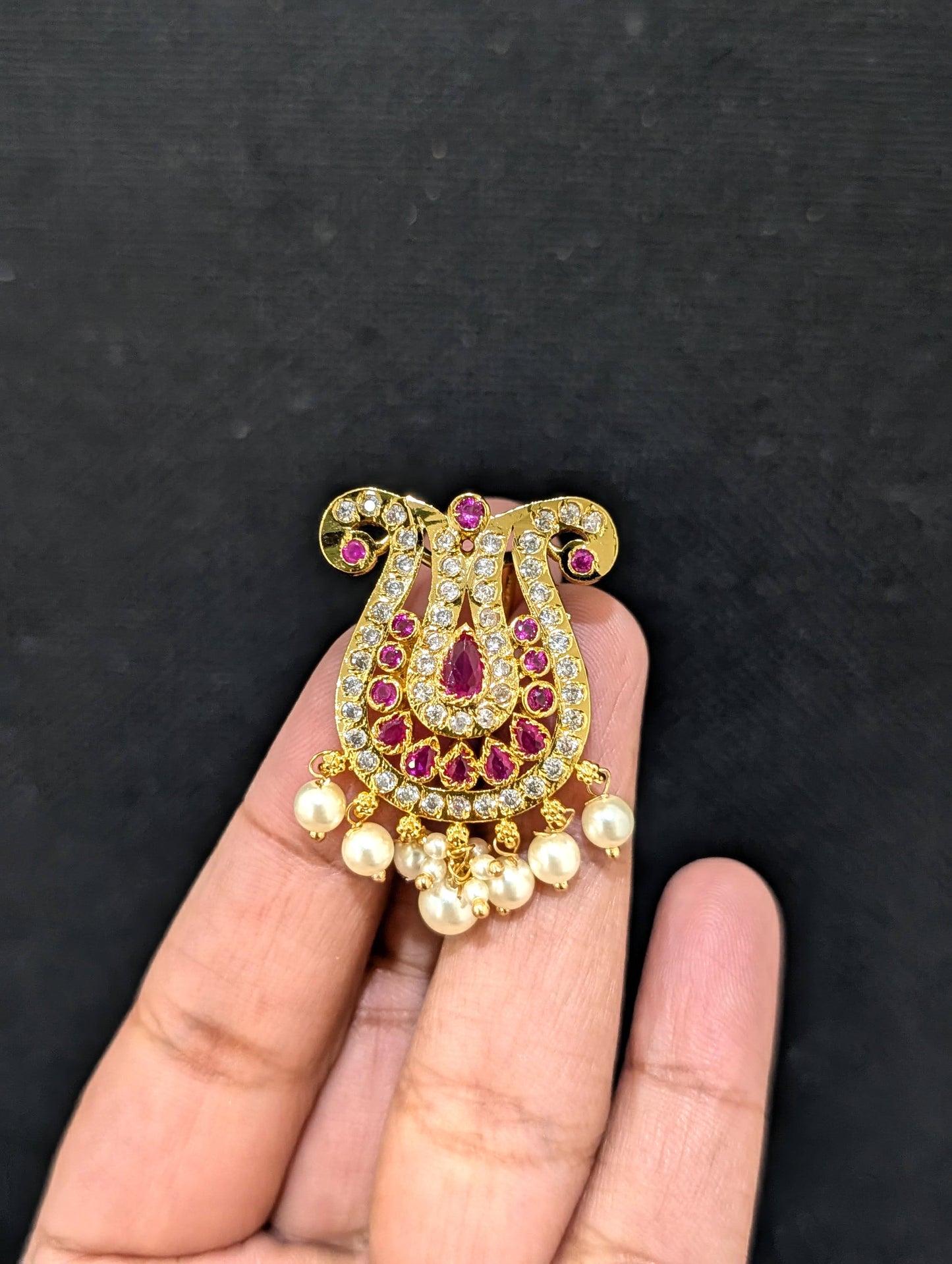 Micro Gold plated CZ Clip on Hair Brooch - Simpliful