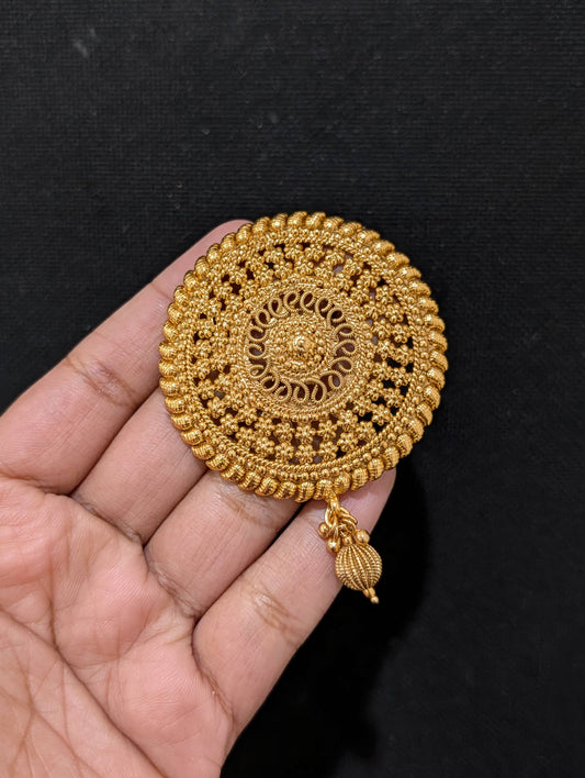 Gold plated Large Clip on Hair Brooch - D2 - Simpliful