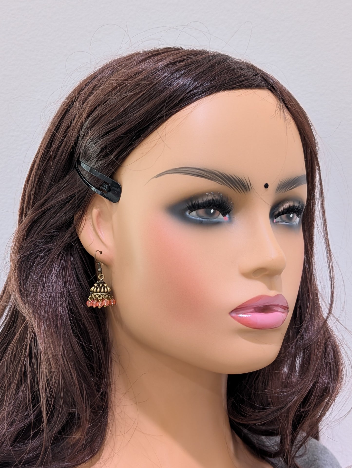 Antique gold hook drop jhumka earrings - 3 sizes