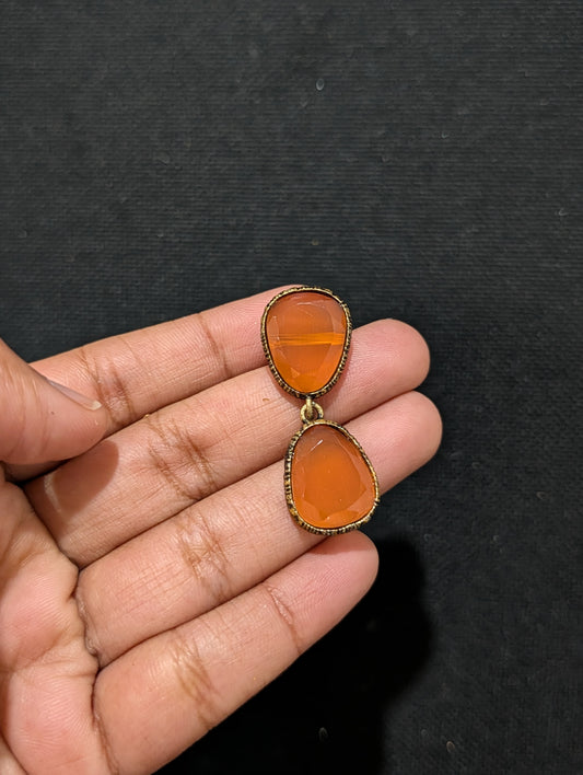 Orange Oval Resin stone Casual Earrings