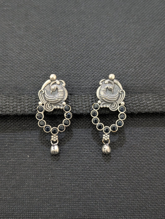 German Silver Peacock CZ Studs