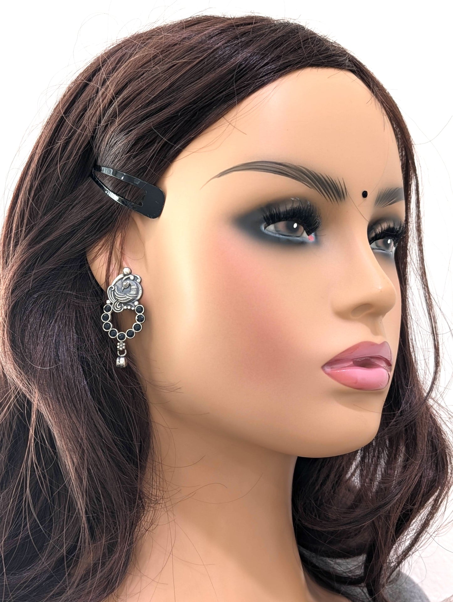 German Silver Peacock CZ Studs