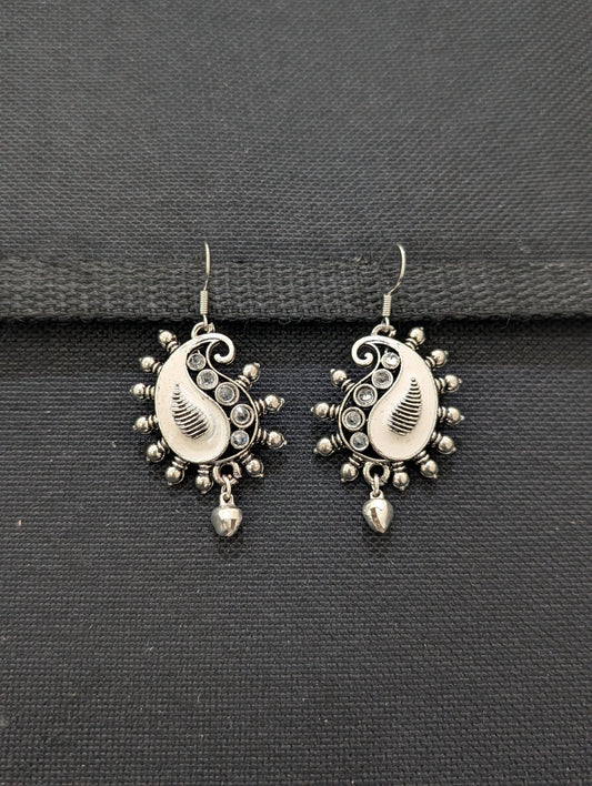 Mango design Silver plated Enamel Hook drop Earrings