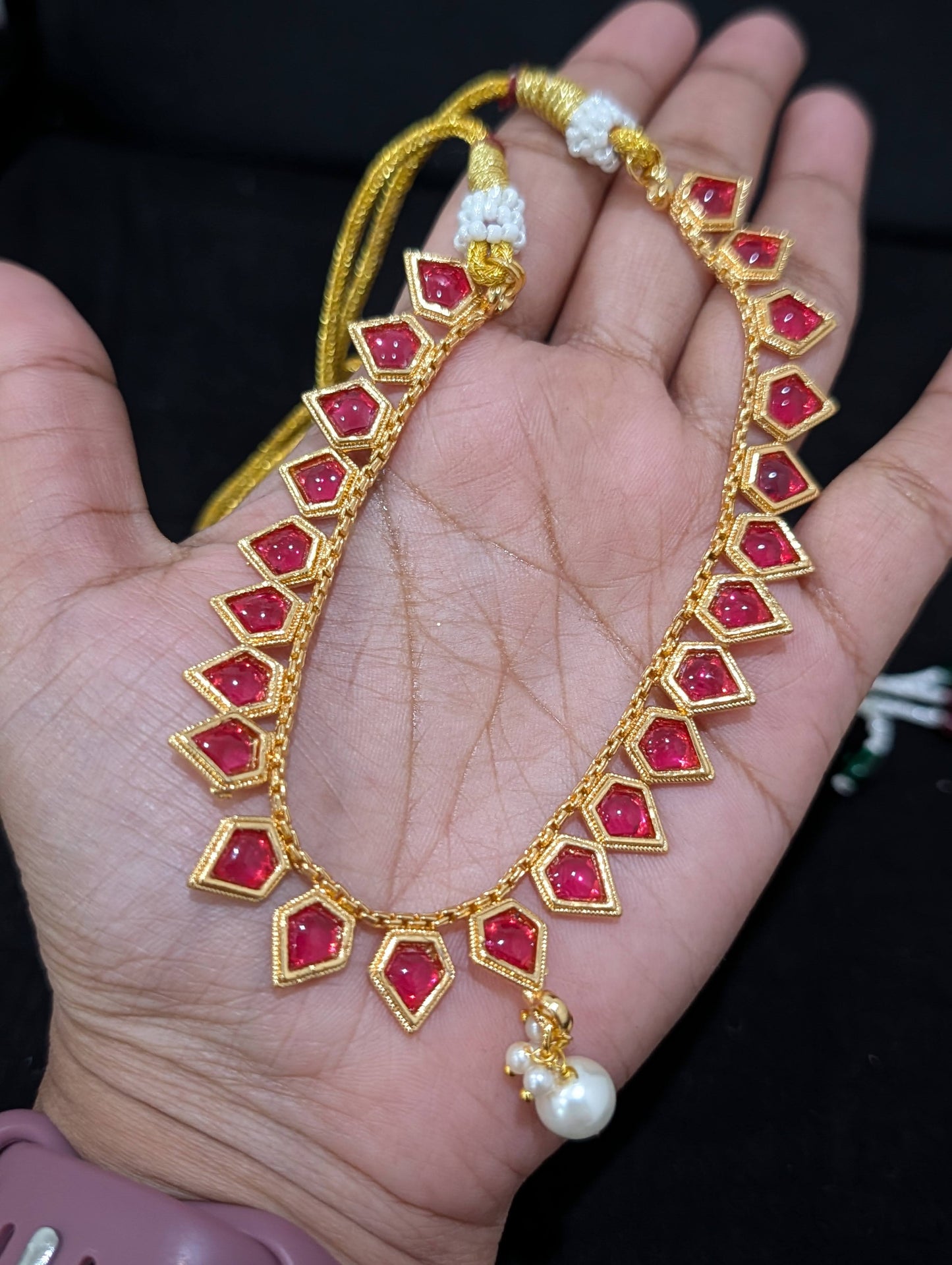 Kemp stone Gold plated combo set - Simpliful
