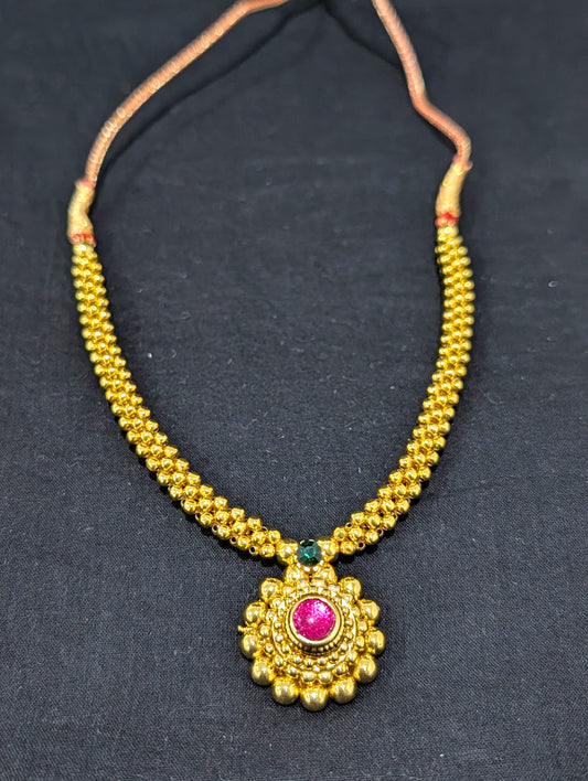 Gold plated handwoven Kemp stone Necklace