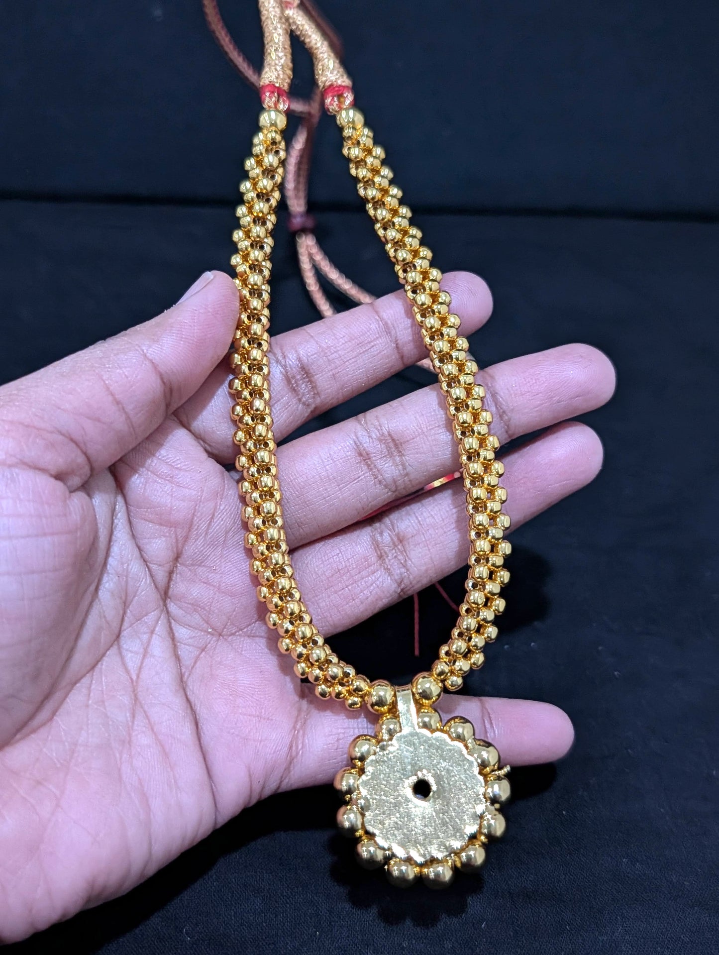 Gold plated handwoven Kemp stone Necklace