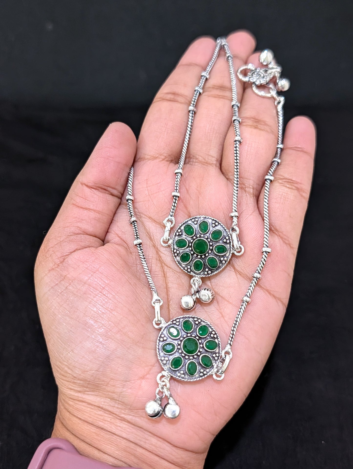 Oxidized Silver plated CZ Anklets - D10 - Simpliful