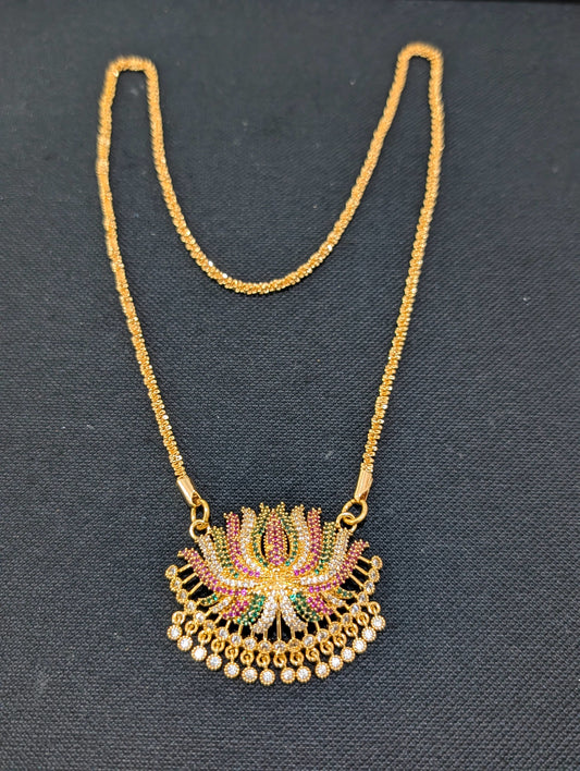 Micro Gold plated Lotus Thick Long Necklace - Simpliful