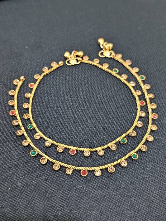 Gold plated polki Anklets - D2