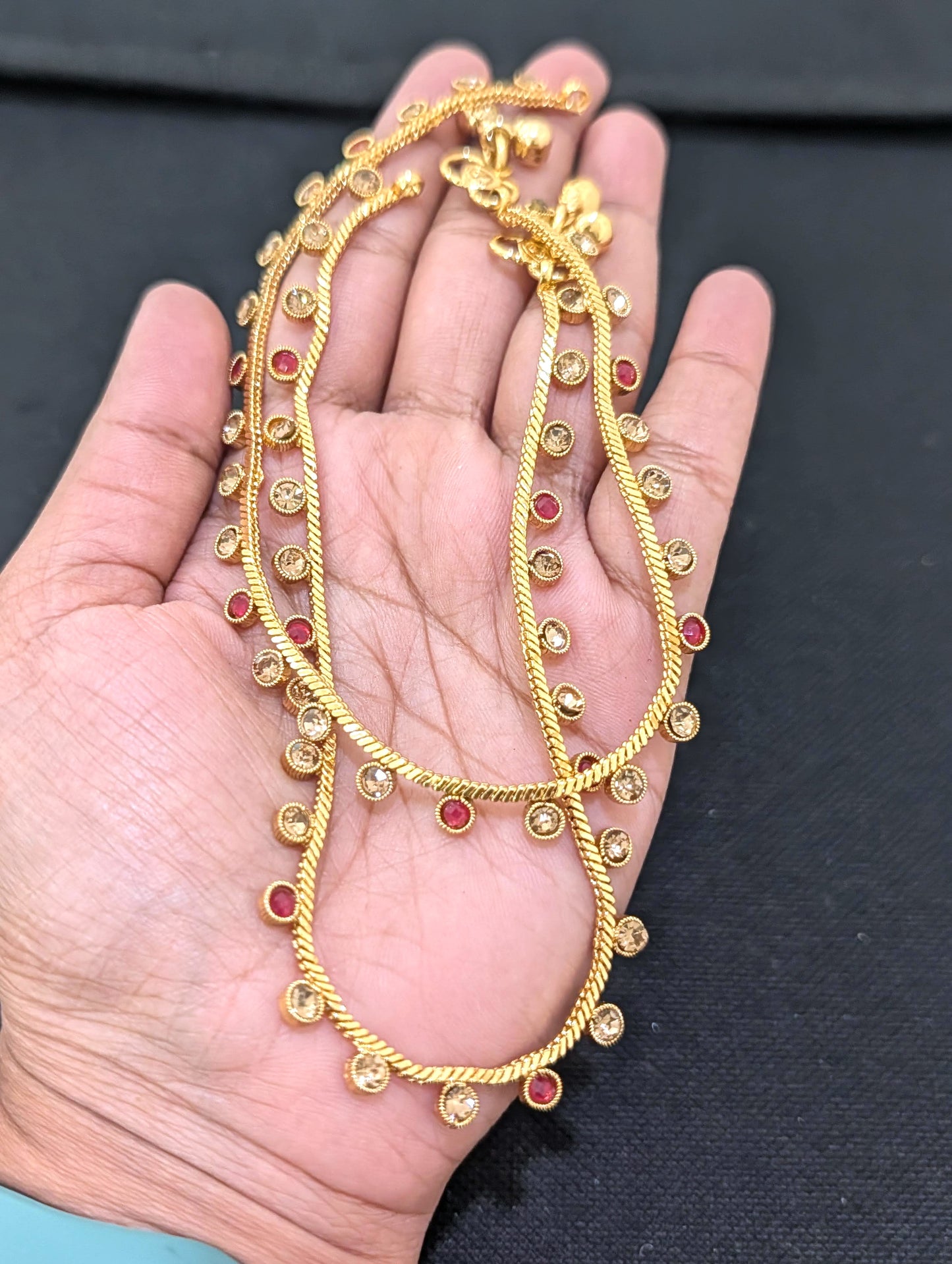 Gold plated polki Anklets - D2