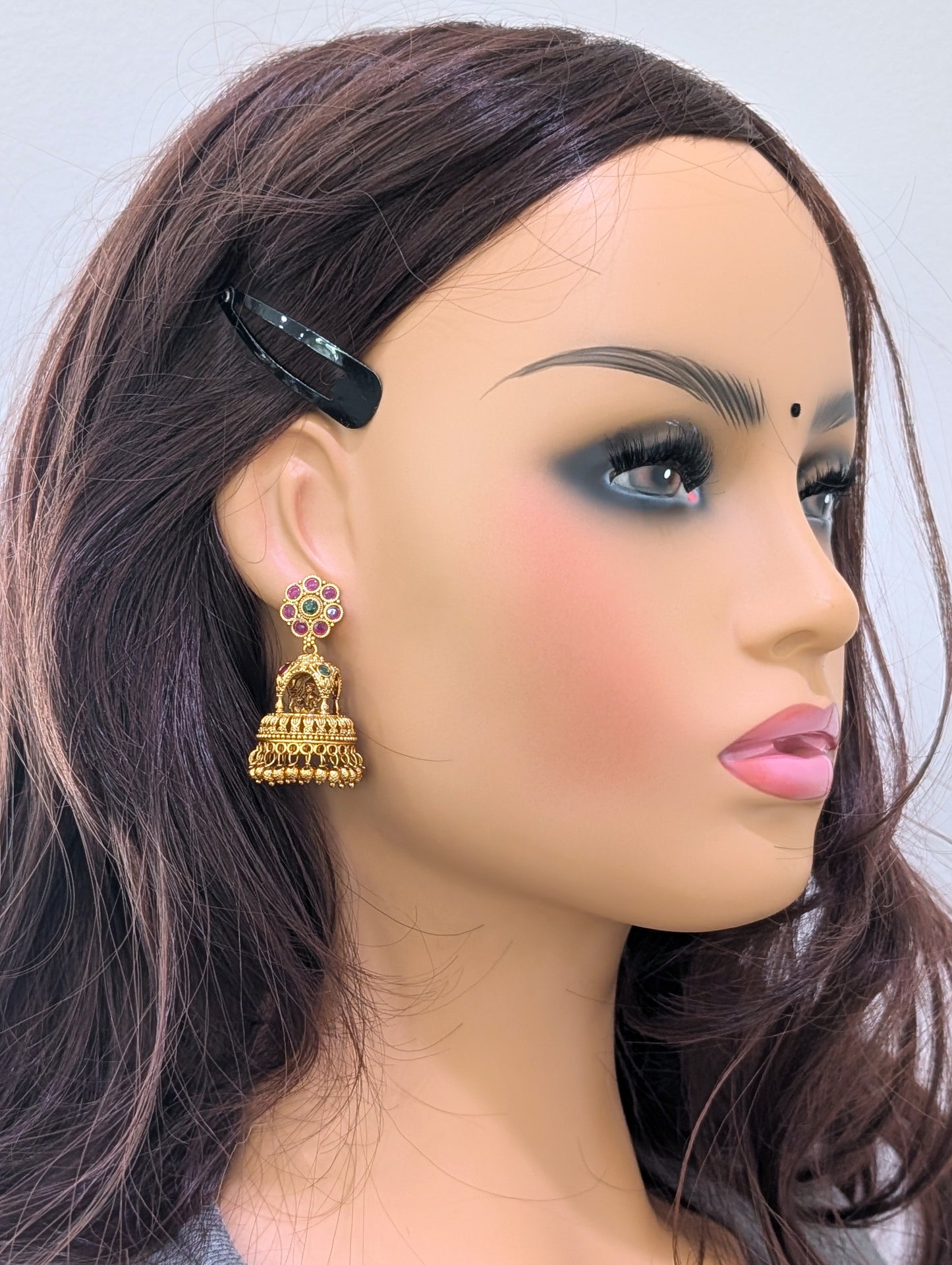 Flower Kemp Lakshmi ji Jhumka Earrings