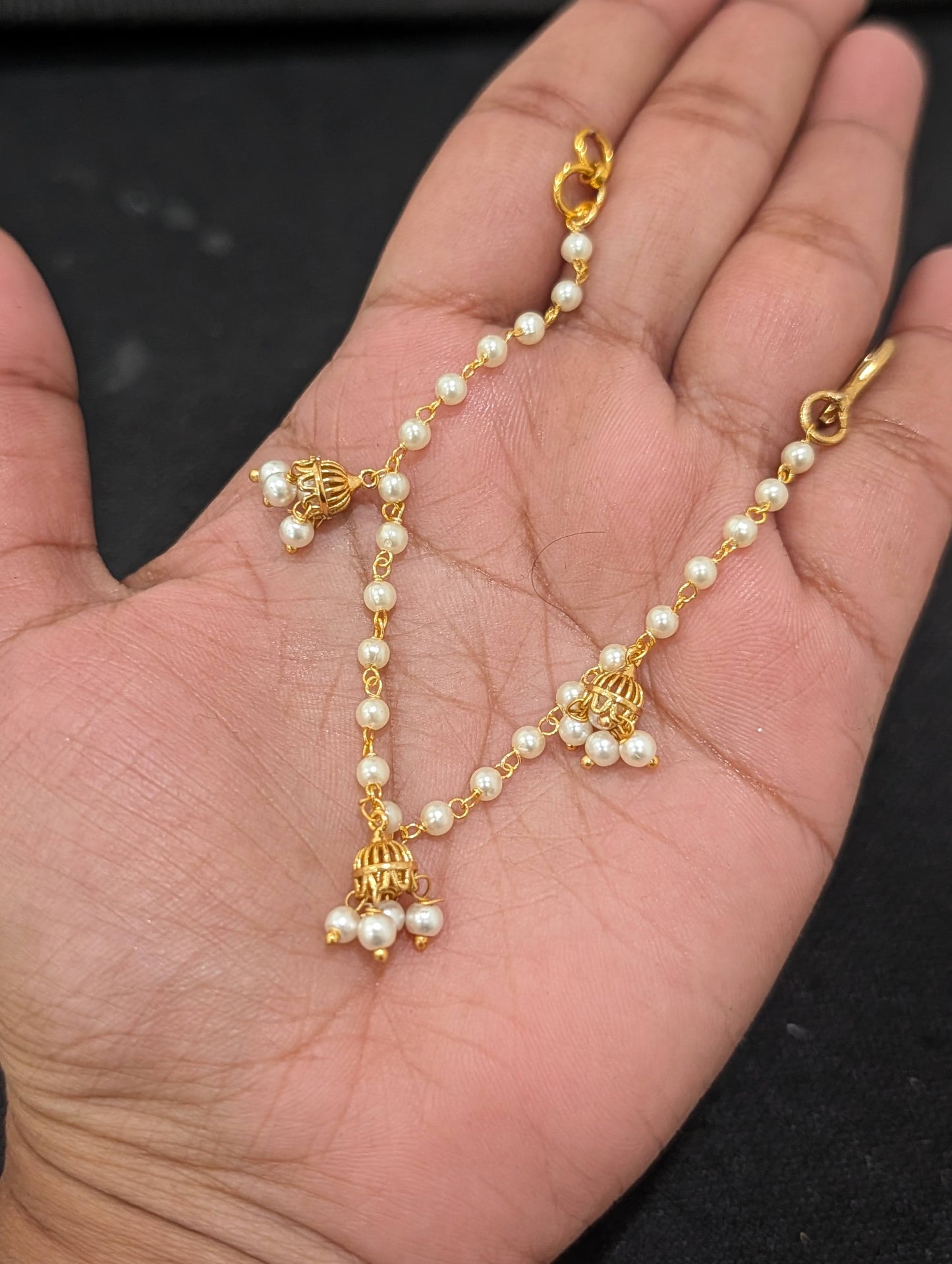 Jhumka dangle Pearl Earrings chain / Maatal / Kaan Chain - Simpliful