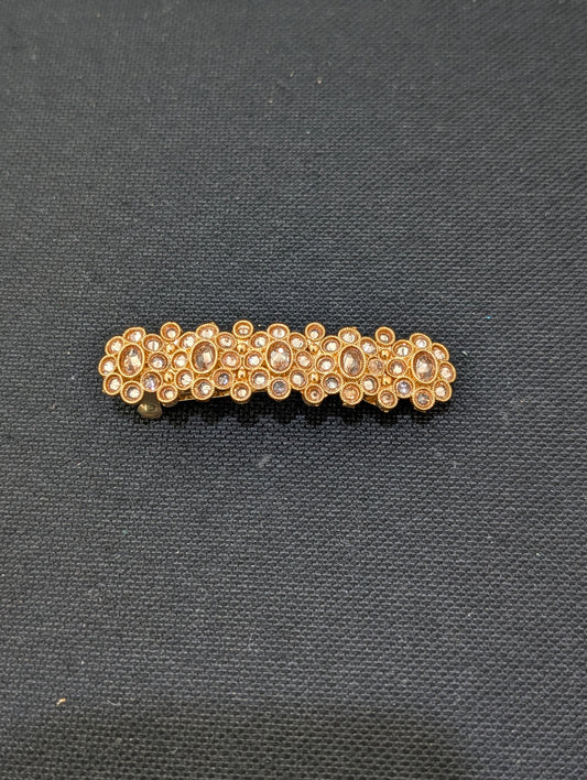 Gold plated polki hair clip - D1