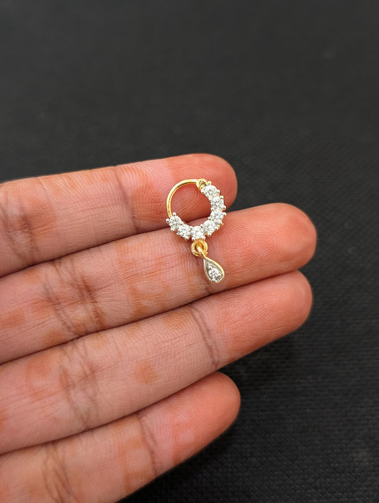 CZ stone Small Nose ring for pierced nose - Size 1