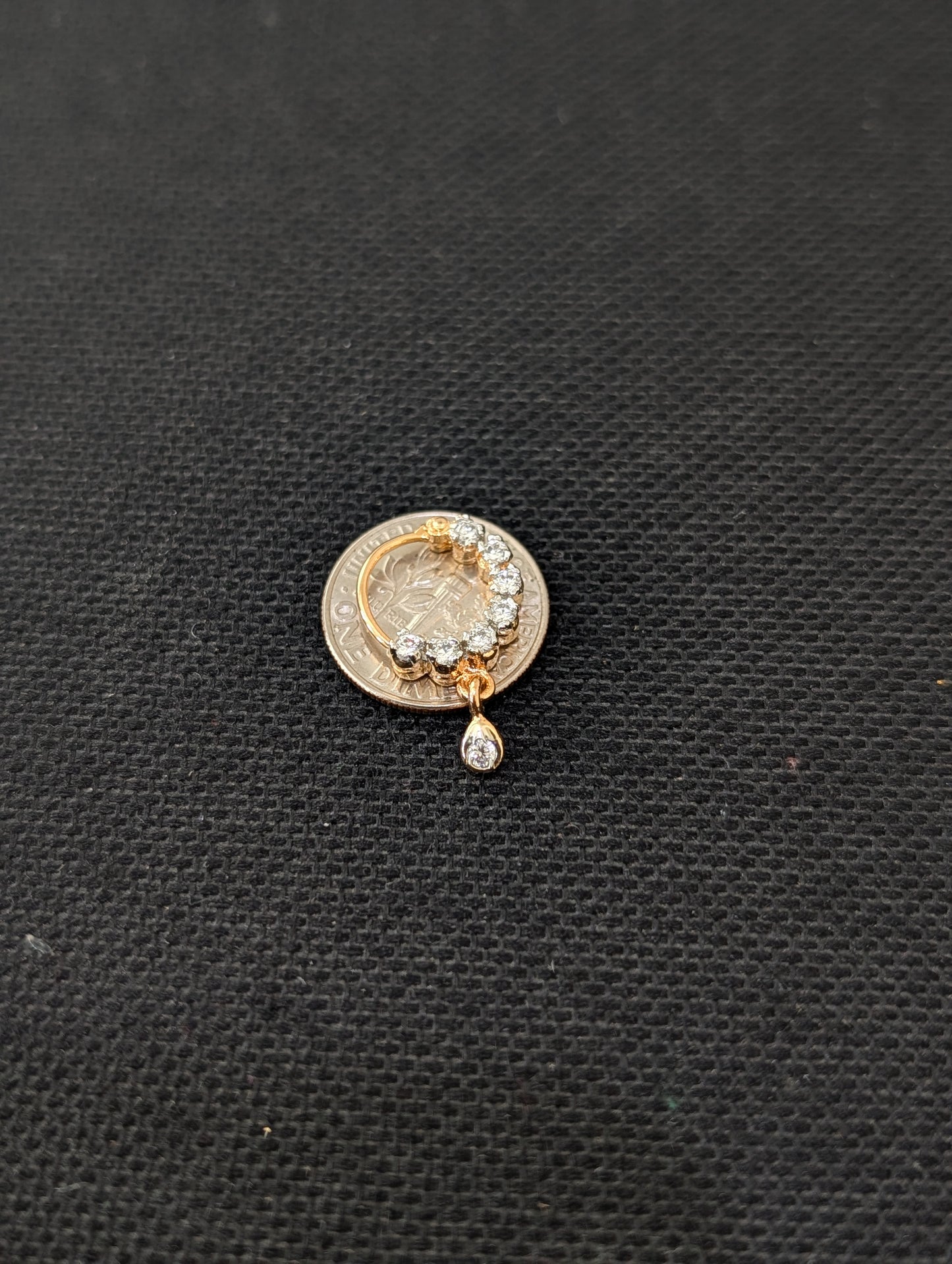 CZ stone Small Nose ring for pierced nose - Size 2