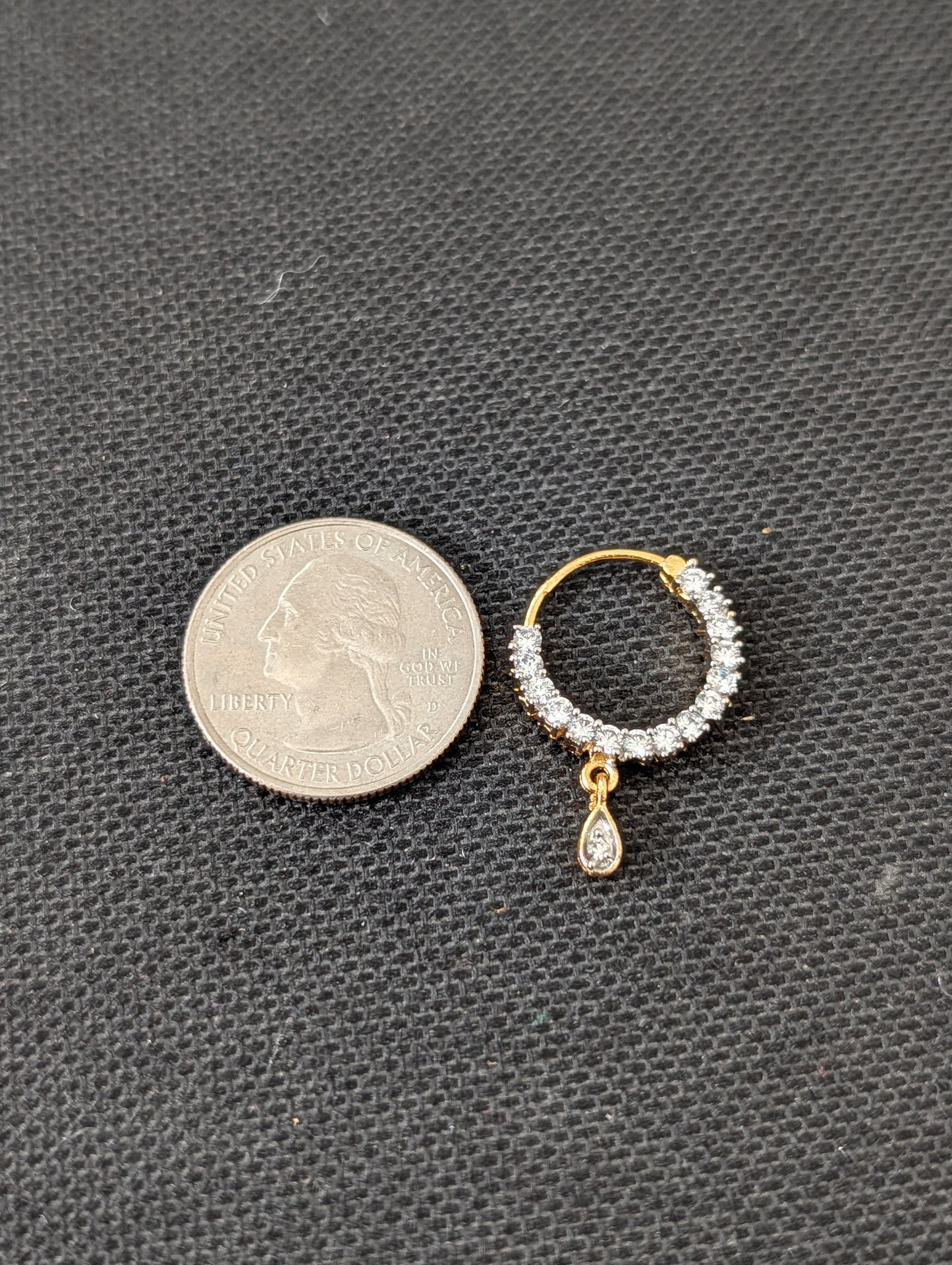 CZ stone Nose ring for pierced nose - Size 3