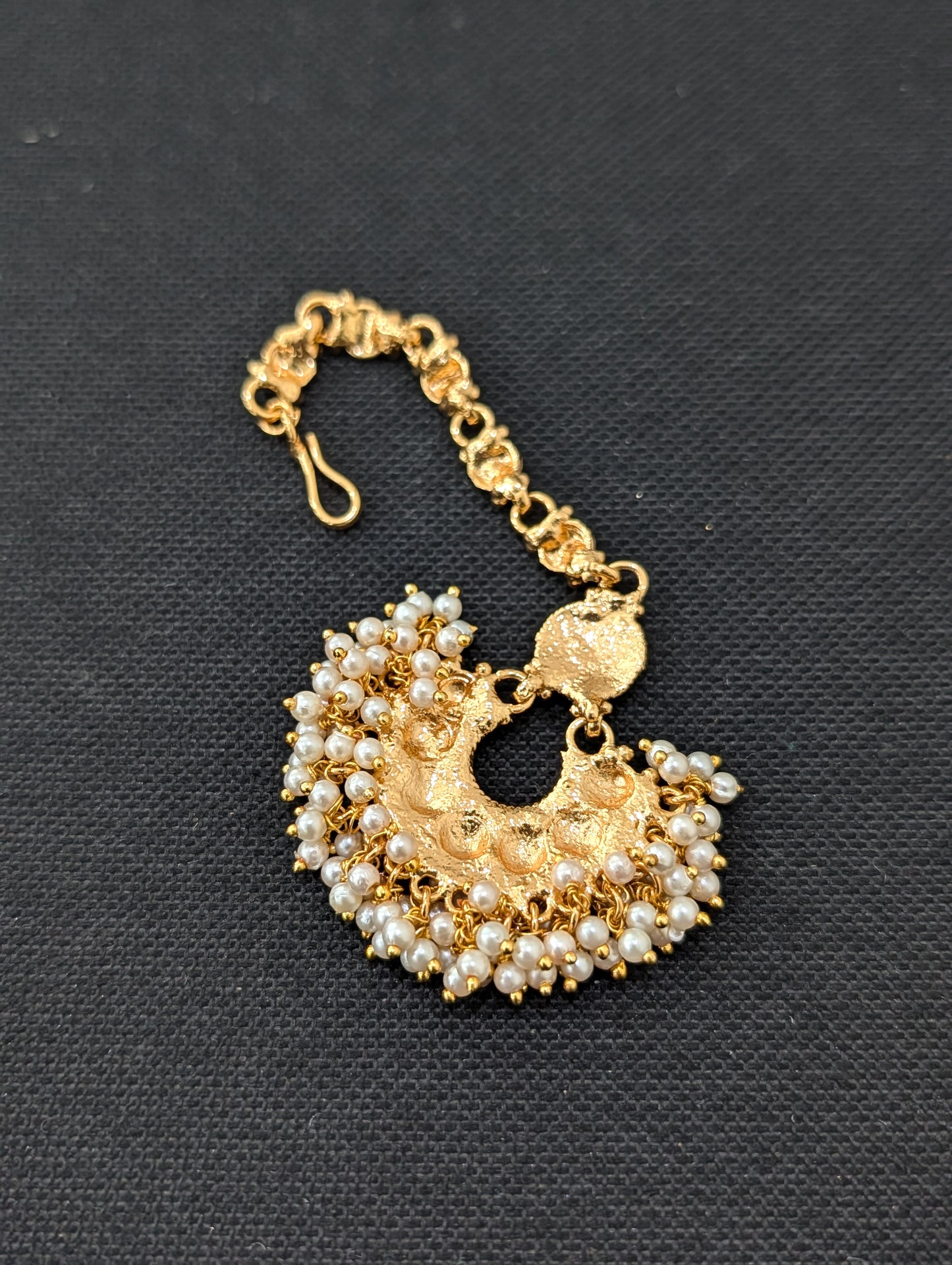 Pearl cluster Chandbali Gold plated Maang Tikka
