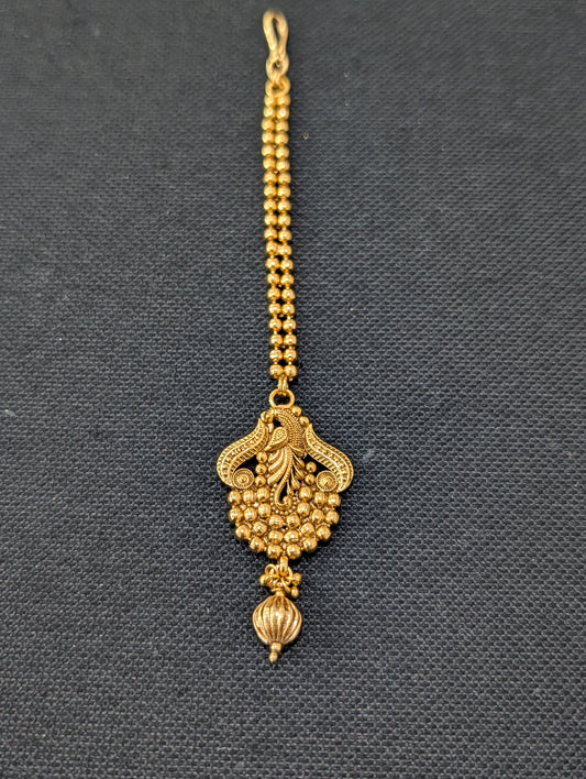Peacock design Gold plated Maang Tikka