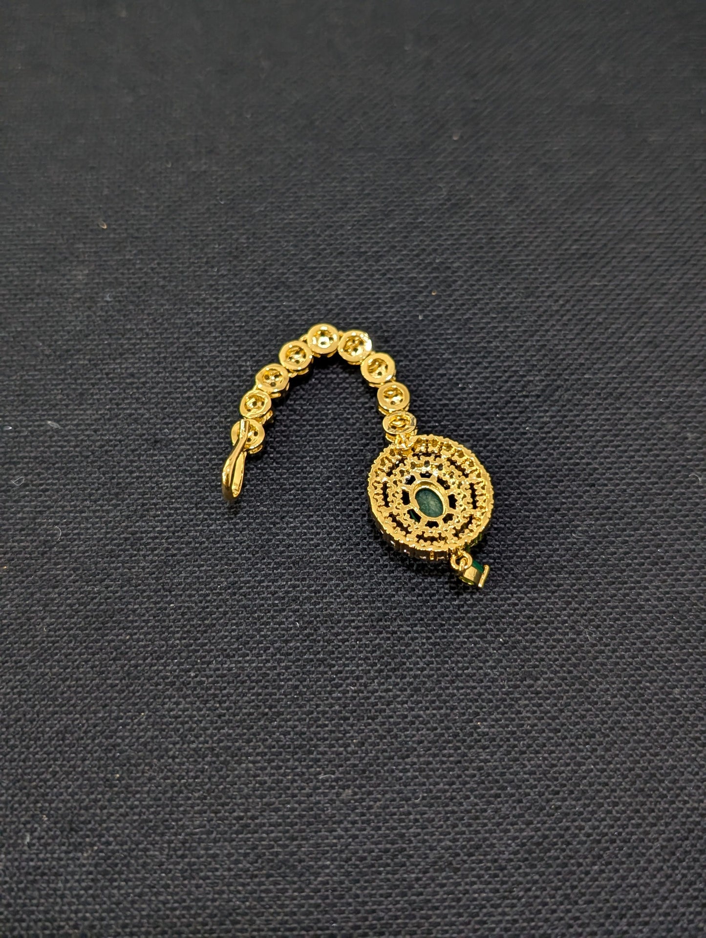 Oval Green CZ One gram gold plated Tikka