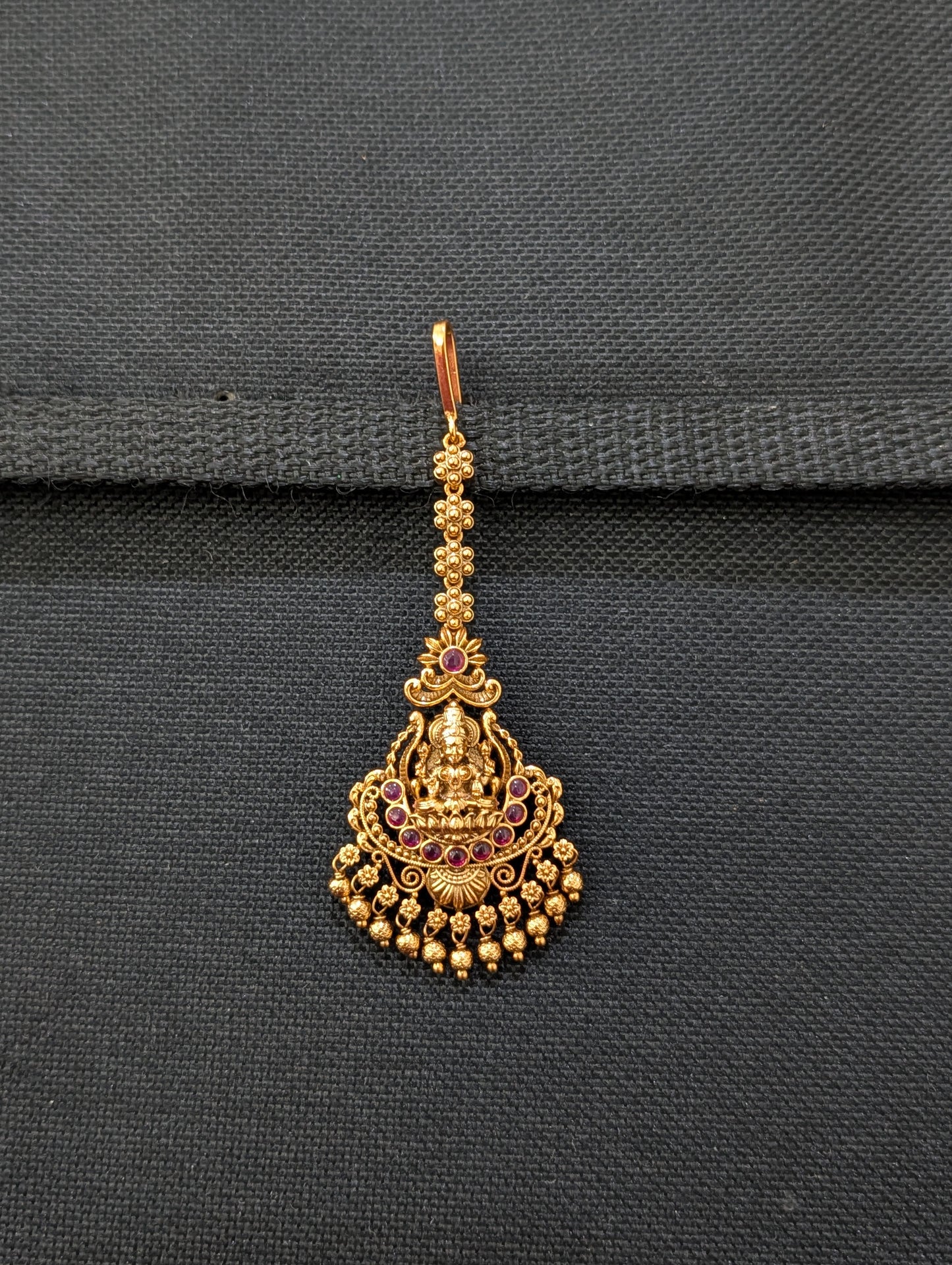 Antique Gold plated Goddess Lakshmi Maang Tikka - D3