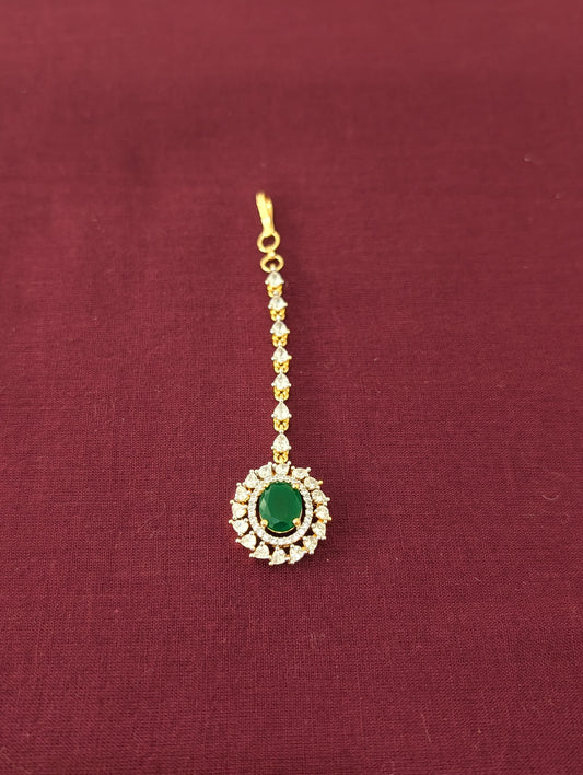 Dual tone plated Oval Flower CZ Tikka