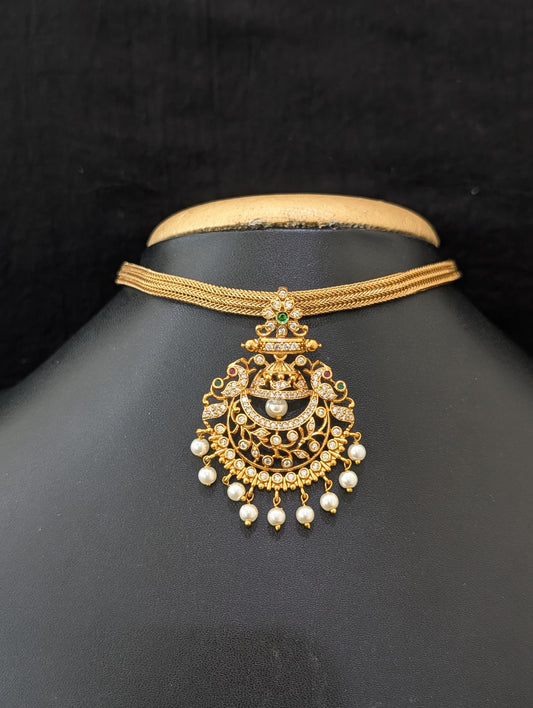 Antique Chandbali design CZ Choker set