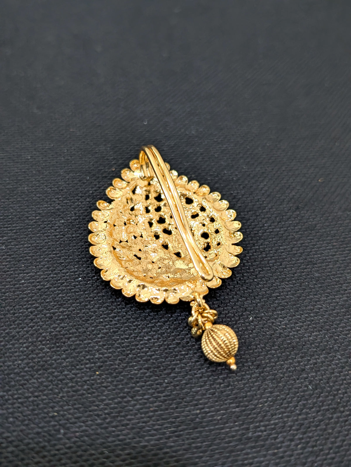 Light Gold plated Mango Clip on Hair Brooch - D1 - Simpliful