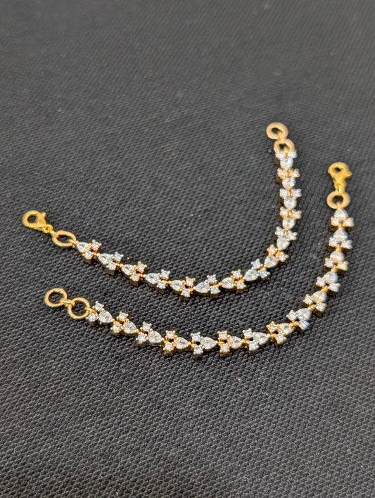 One gram gold plated CZ stone earrings chain / Maata