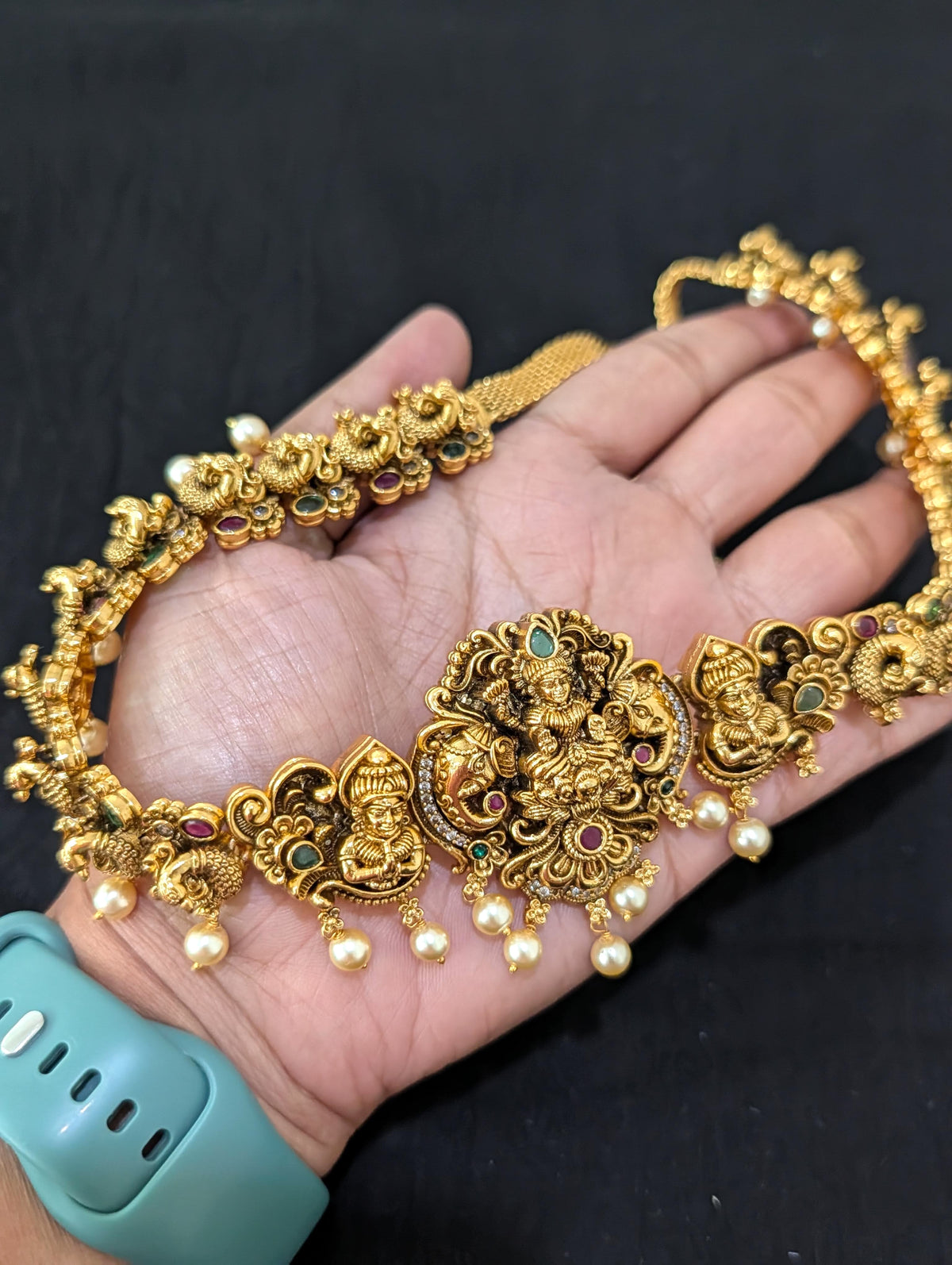 Antique Gold plated Lakshmi ji Bridal Hip Chain / Waist Belt / Belly Chain - D2