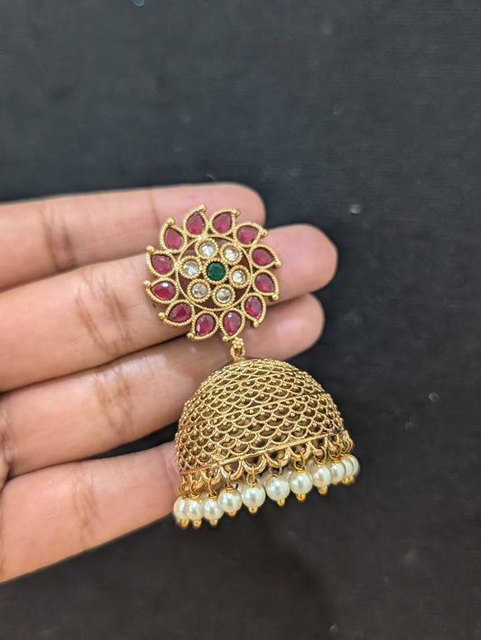 Gold plated Filigree Medium Jhumka Earrings