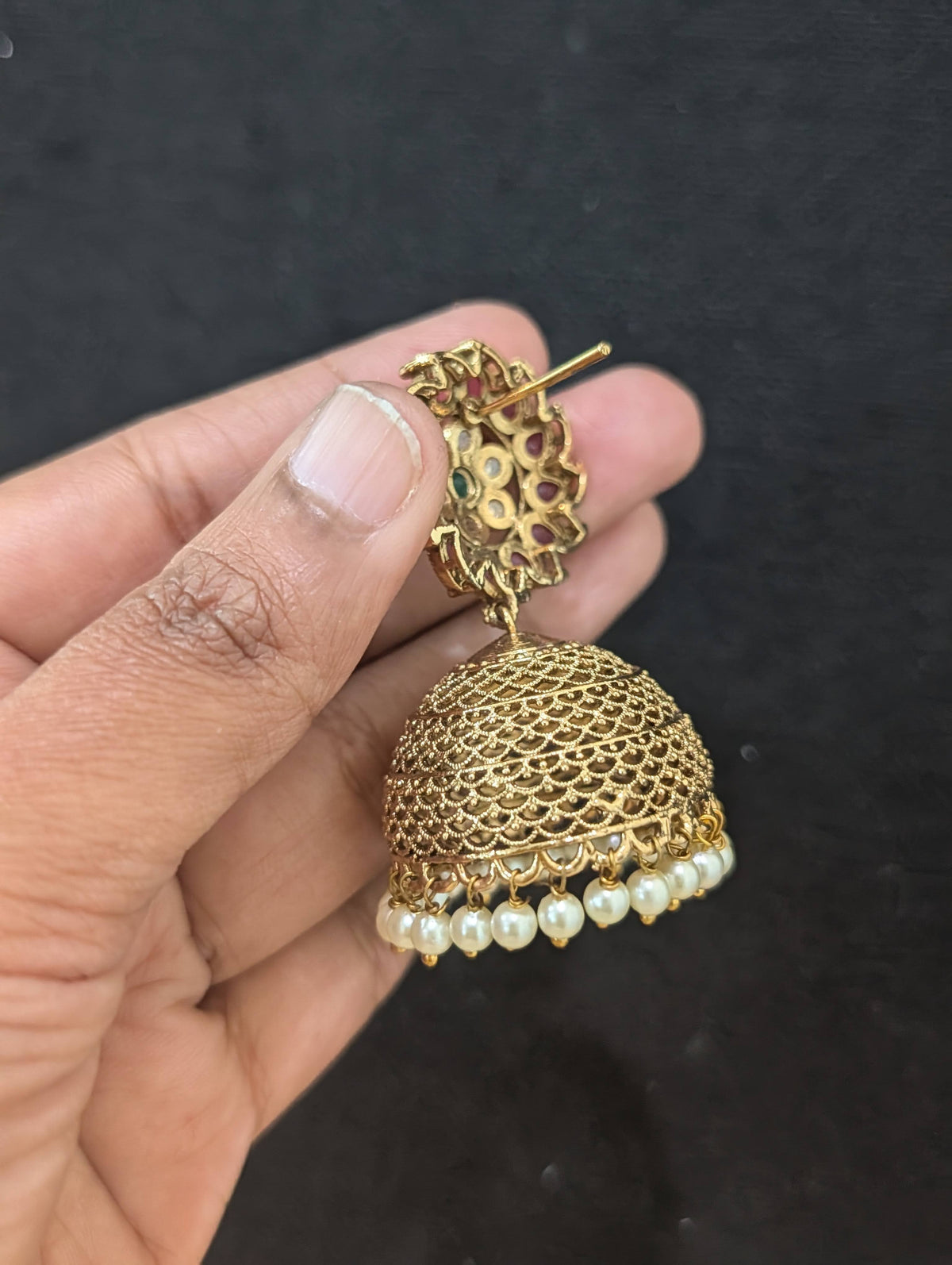 Gold plated Filigree Medium Jhumka Earrings
