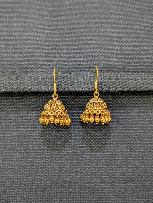 Gold plated hook drop small Jhumka Earrings